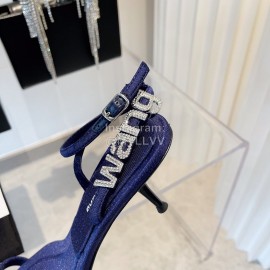 Alexander Wang Silk Diamond Buckle High Heeled Sandals For Women Navy