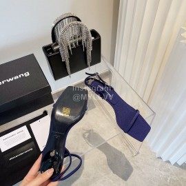 Alexander Wang Silk Diamond Buckle High Heeled Sandals For Women Navy