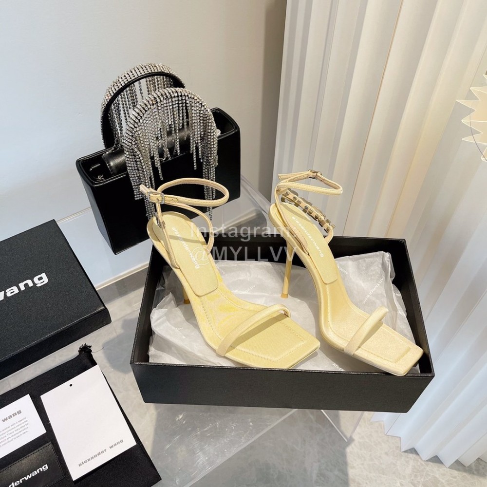 Alexander Wang New Silk Diamond Buckle High Heeled Sandals For Women Yellow