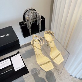 Alexander Wang New Silk Diamond Buckle High Heeled Sandals For Women Yellow