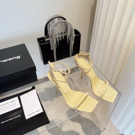 Alexander Wang New Silk Diamond Buckle High Heeled Sandals For Women Yellow