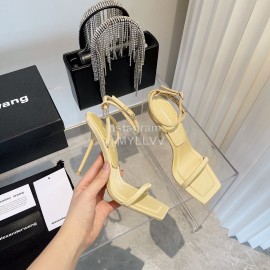 Alexander Wang New Silk Diamond Buckle High Heeled Sandals For Women Yellow