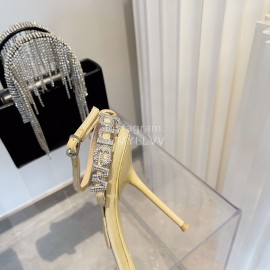 Alexander Wang New Silk Diamond Buckle High Heeled Sandals For Women Yellow