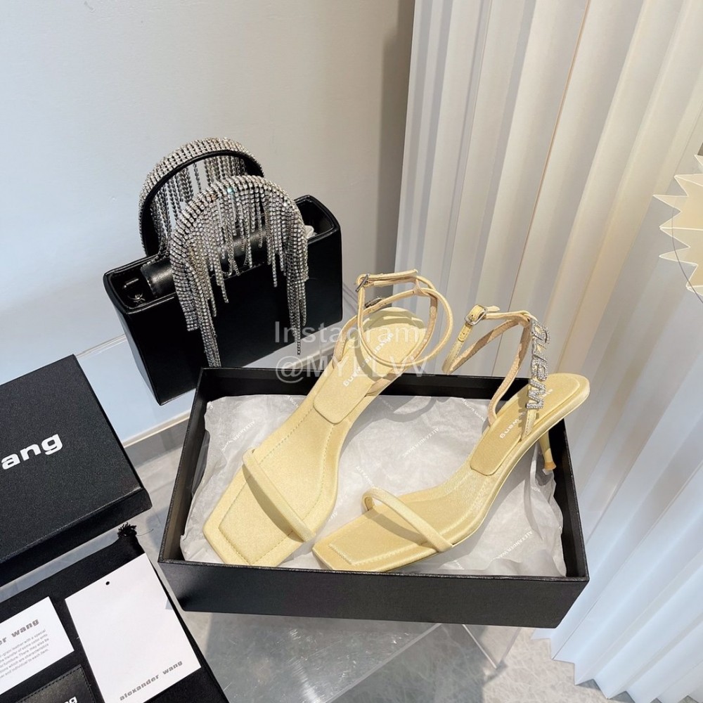 Alexander Wang Silk Diamond Buckle High Heeled Sandals For Women Yellow