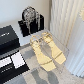 Alexander Wang Silk Diamond Buckle High Heeled Sandals For Women Yellow