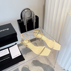 Alexander Wang Silk Diamond Buckle High Heeled Sandals For Women Yellow