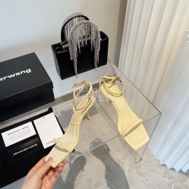 Alexander Wang Silk Diamond Buckle High Heeled Sandals For Women Yellow