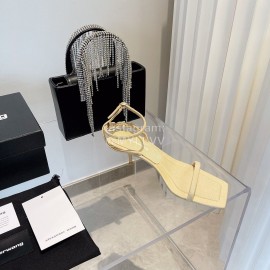 Alexander Wang Silk Diamond Buckle High Heeled Sandals For Women Yellow