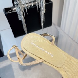 Alexander Wang Silk Diamond Buckle High Heeled Sandals For Women Yellow