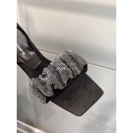 Alexander Wang New Bling Bling Diamond Leather High Heeled Sandals For Women 