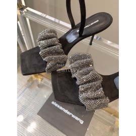 Alexander Wang New Bling Bling Diamond Leather High Heeled Sandals For Women 