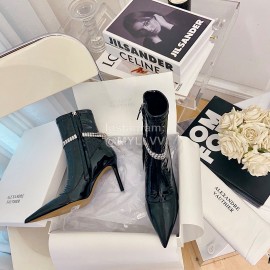 Alexander Wang Patent Leather High Heeled Pointed Boots For Women Black