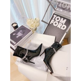 Alexander Wang Patent Leather High Heeled Pointed Boots For Women Black