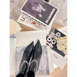 Alexander Wang Patent Leather High Heeled Pointed Boots For Women Black