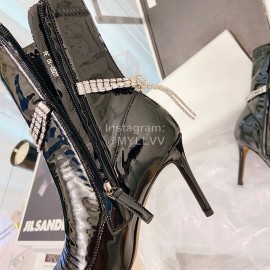 Alexander Wang Patent Leather High Heeled Pointed Boots For Women Black