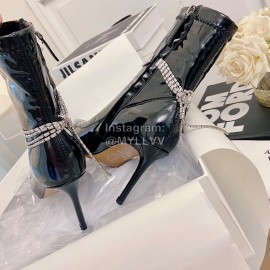 Alexander Wang Patent Leather High Heeled Pointed Boots For Women Black