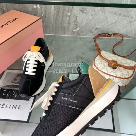 Acne Studios Fashion Thick Soled Lace Up Sneakers For Women Black