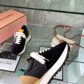 Acne Studios Fashion Thick Soled Lace Up Sneakers For Women Black