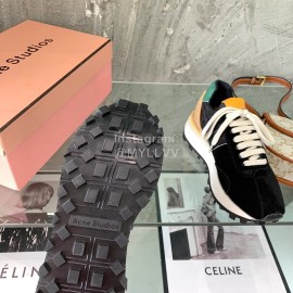 Acne Studios Fashion Thick Soled Lace Up Sneakers For Women Black
