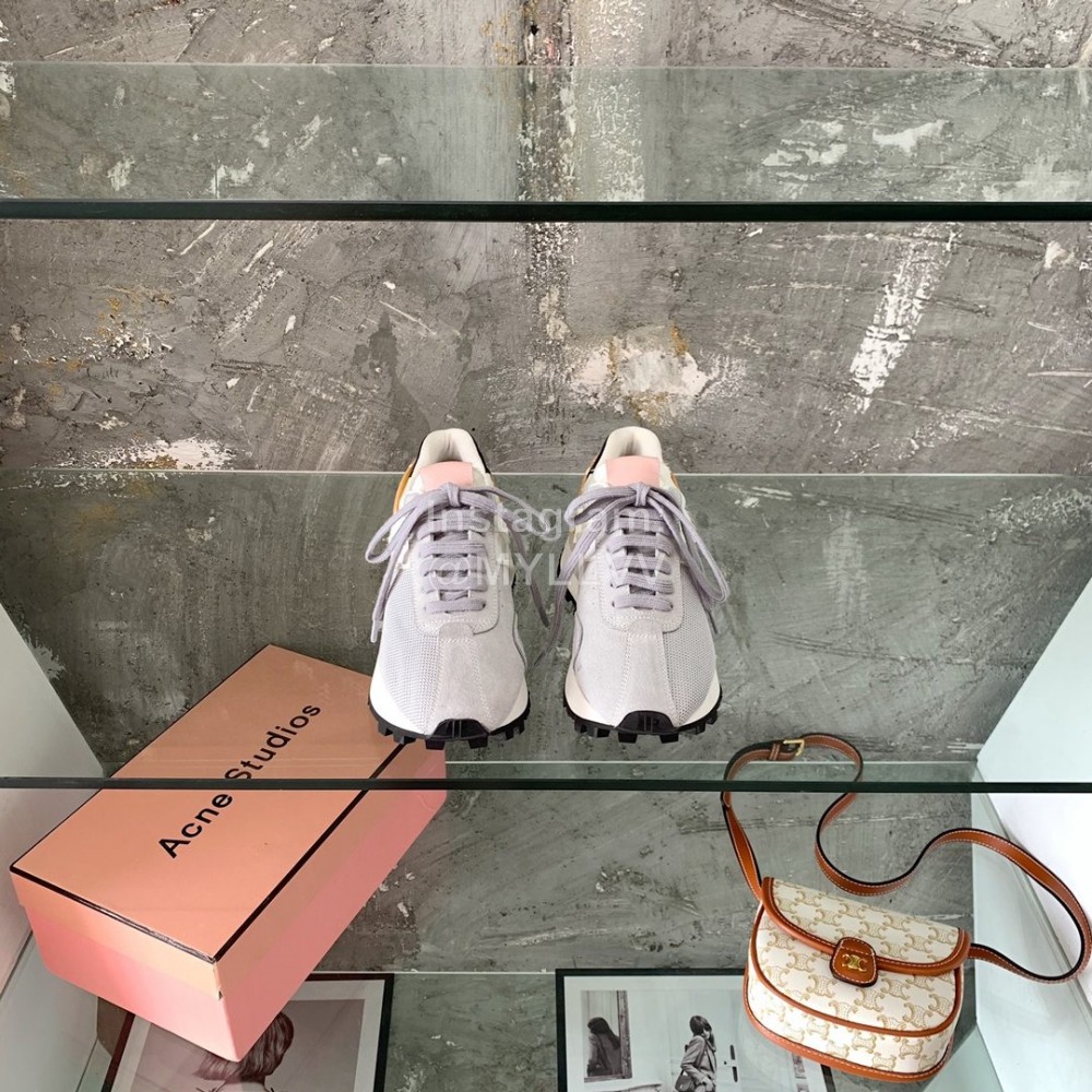 Acne Studios Fashion Thick Soled Lace Up Sneakers For Women Gray