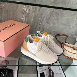 Acne Studios Fashion Thick Soled Lace Up Sneakers For Women Beige