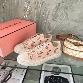 Acne Studios Fashion Lace Up Casual Canvas Shoes Pink For Women 