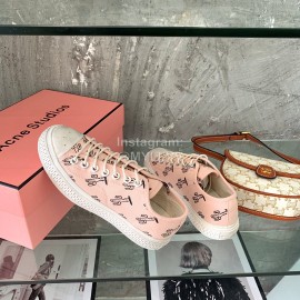 Acne Studios Fashion Lace Up Casual Canvas Shoes Pink For Women 