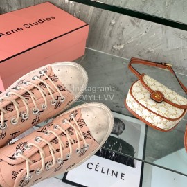 Acne Studios Fashion Lace Up Casual Canvas Shoes Pink For Women 