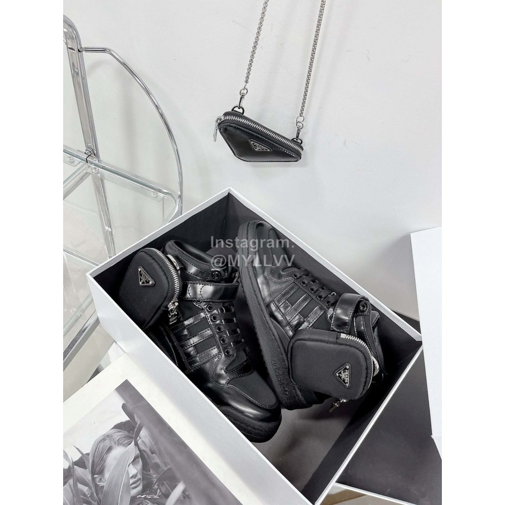 Adidas Prada Lace Up High Top Sneakers Black