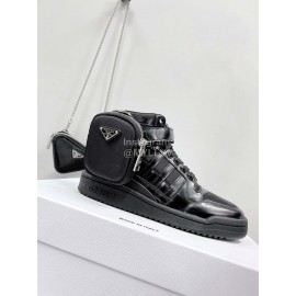 Adidas Prada Lace Up High Top Sneakers Black
