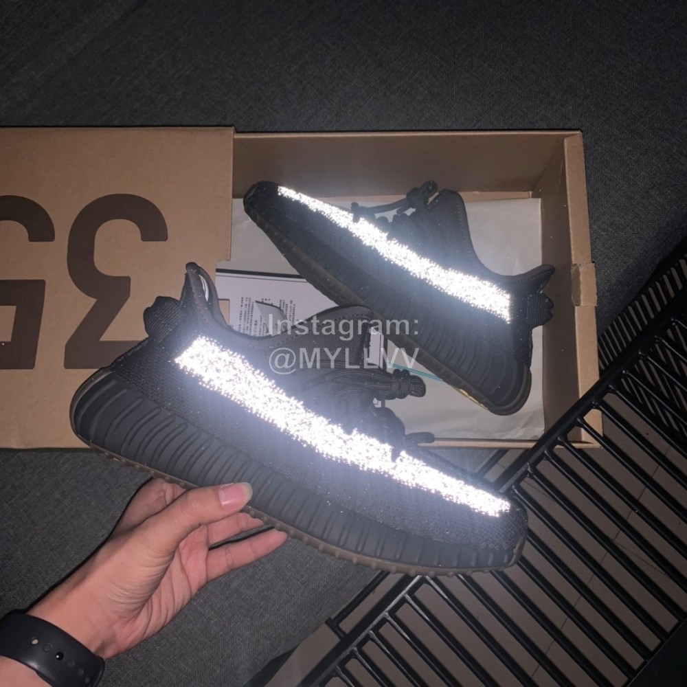 Adidas Yeezy Boost 350 V3 White Reflective Primeknit Sneakers Black