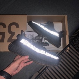 Adidas Yeezy Boost 350 V3 White Reflective Primeknit Sneakers Black
