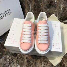 Alexander Mcqueen Silk Calf Leather Thick Soled Casual Shoes For Men And Women Pink