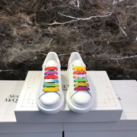 Alexander Mcqueen Silk Calf Leather Thick Soled Casual Shoes For Men And Women