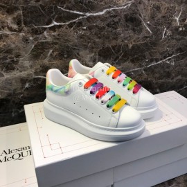 Alexander Mcqueen Silk Calf Leather Thick Soled Casual Shoes For Men And Women