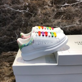 Alexander Mcqueen Silk Calf Leather Thick Soled Casual Shoes For Men And Women