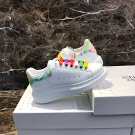 Alexander Mcqueen Silk Calf Leather Thick Soled Casual Shoes For Men And Women