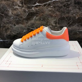 Alexander Mcqueen Silk Calf Leather Thick Soled Casual Shoes For Men And Women Orange