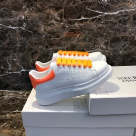 Alexander Mcqueen Silk Calf Leather Thick Soled Casual Shoes For Men And Women Orange