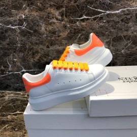 Alexander Mcqueen Silk Calf Leather Thick Soled Casual Shoes For Men And Women Orange