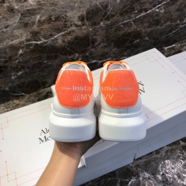 Alexander Mcqueen Silk Calf Leather Thick Soled Casual Shoes For Men And Women Orange