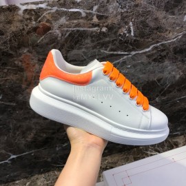 Alexander Mcqueen Silk Calf Leather Thick Soled Casual Shoes For Men And Women Orange