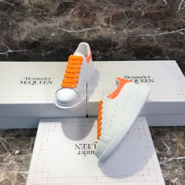 Alexander Mcqueen Silk Calf Leather Thick Soled Casual Shoes For Men And Women Orange