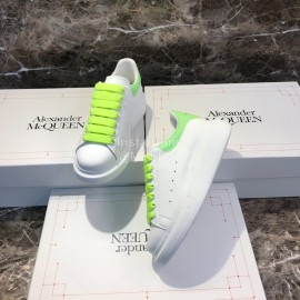 Alexander Mcqueen Silk Calf Leather Thick Soled Casual Shoes For Men And Women Green