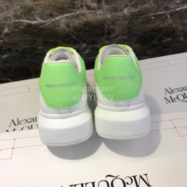 Alexander Mcqueen Silk Calf Leather Thick Soled Casual Shoes For Men And Women Green