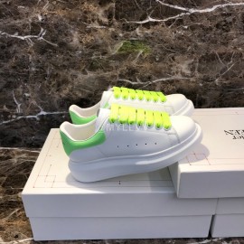 Alexander Mcqueen Silk Calf Leather Thick Soled Casual Shoes For Men And Women Green