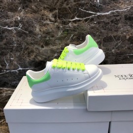 Alexander Mcqueen Silk Calf Leather Thick Soled Casual Shoes For Men And Women Green