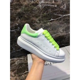 Alexander Mcqueen Silk Calf Leather Thick Soled Casual Shoes For Men And Women Green