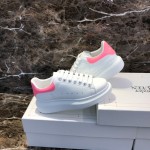 Alexander Mcqueen Silk Calf Leather Thick Soled Pink Casual Shoes For Men And Women