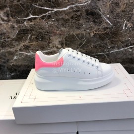 Alexander Mcqueen Silk Calf Leather Thick Soled Pink Casual Shoes For Men And Women